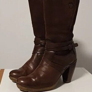 Josef Seibel Mid Calf Heeled Leather Boots Size 36